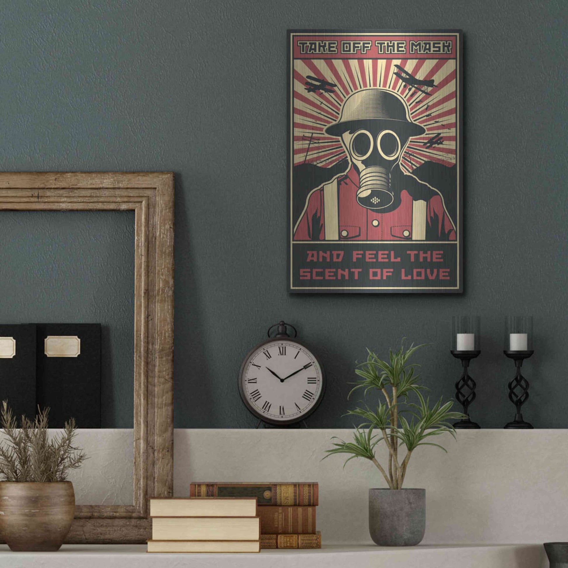 Luxe Metal Art 'Gas Mask' Metal Wall Art,12x16