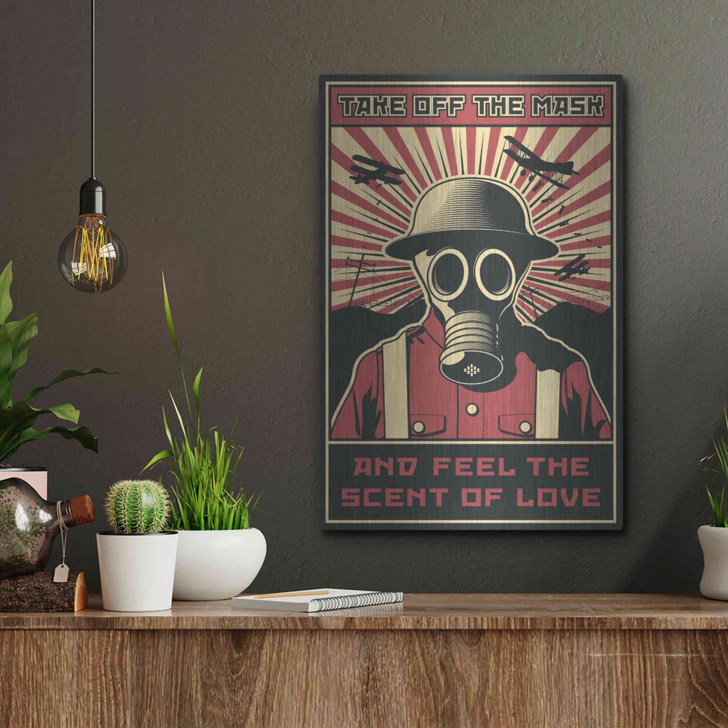 Luxe Metal Art 'Gas Mask' Metal Wall Art,12x16