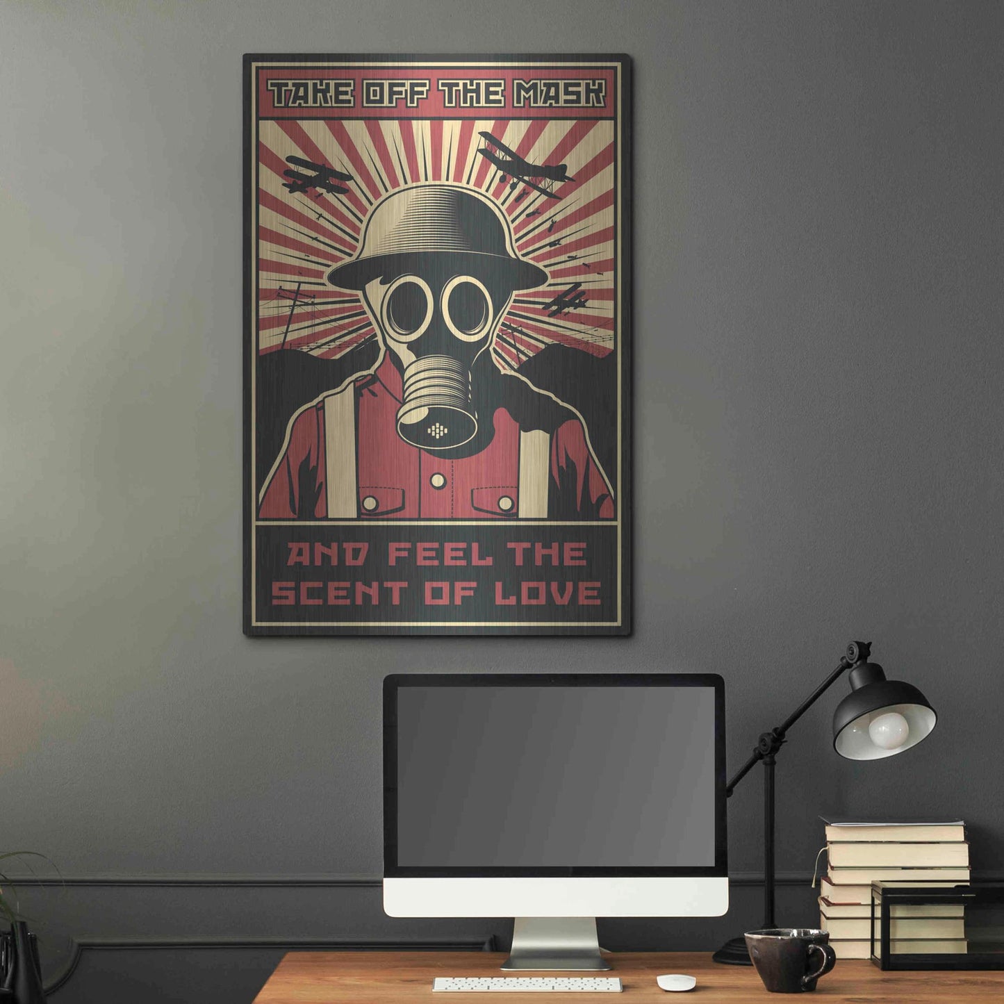 Luxe Metal Art 'Gas Mask' Metal Wall Art,24x36