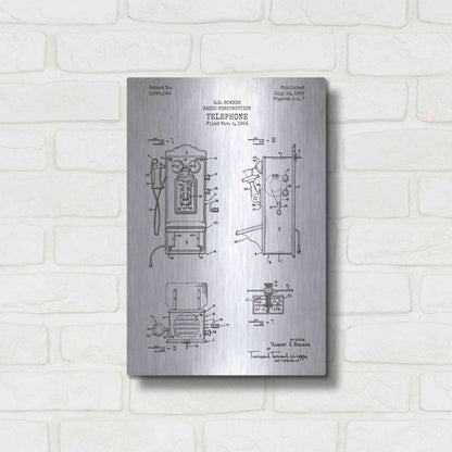 Luxe Metal Art 'Telephone, 1959 Blueprint Patent White' Metal Wall Art,12x16