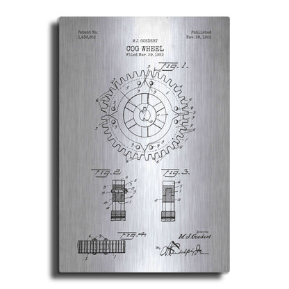 Luxe Metal Art 'Cog Wheel Blueprint Patent White' Metal Wall Art