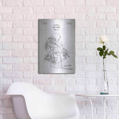 Luxe Metal Art 'Jet Pack Blueprint Patent White' Metal Wall Art,16x24