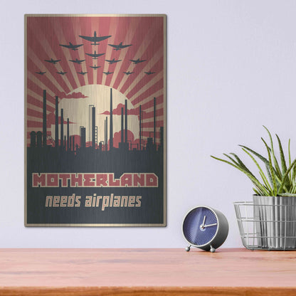 Luxe Metal Art 'Motherland Needs Airplanes' Metal Wall Art,12x16