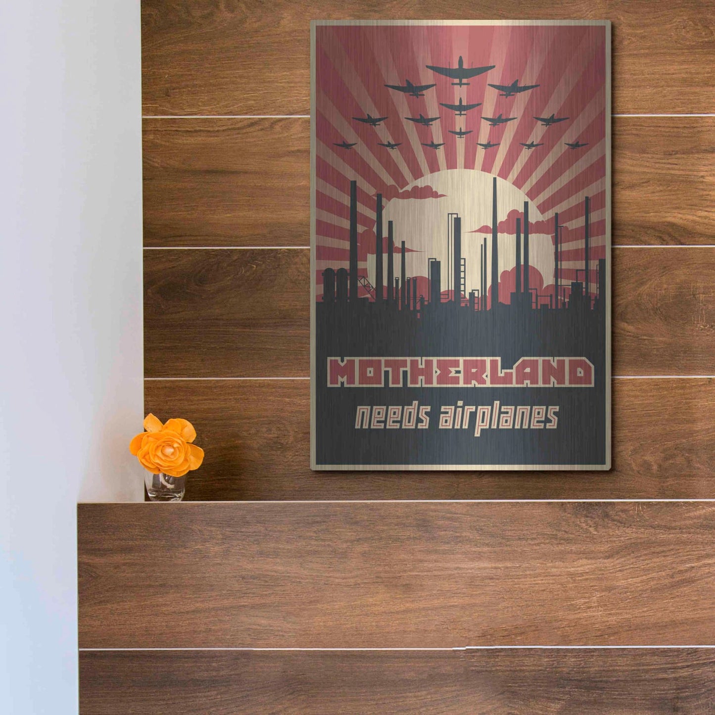 Luxe Metal Art 'Motherland Needs Airplanes' Metal Wall Art,12x16