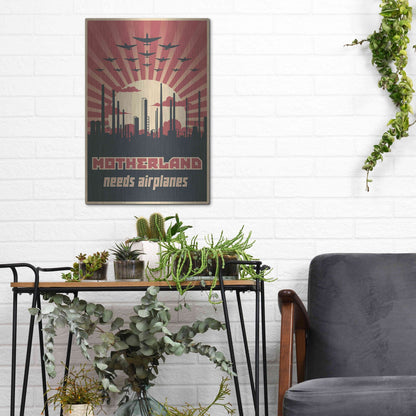 Luxe Metal Art 'Motherland Needs Airplanes' Metal Wall Art,12x16