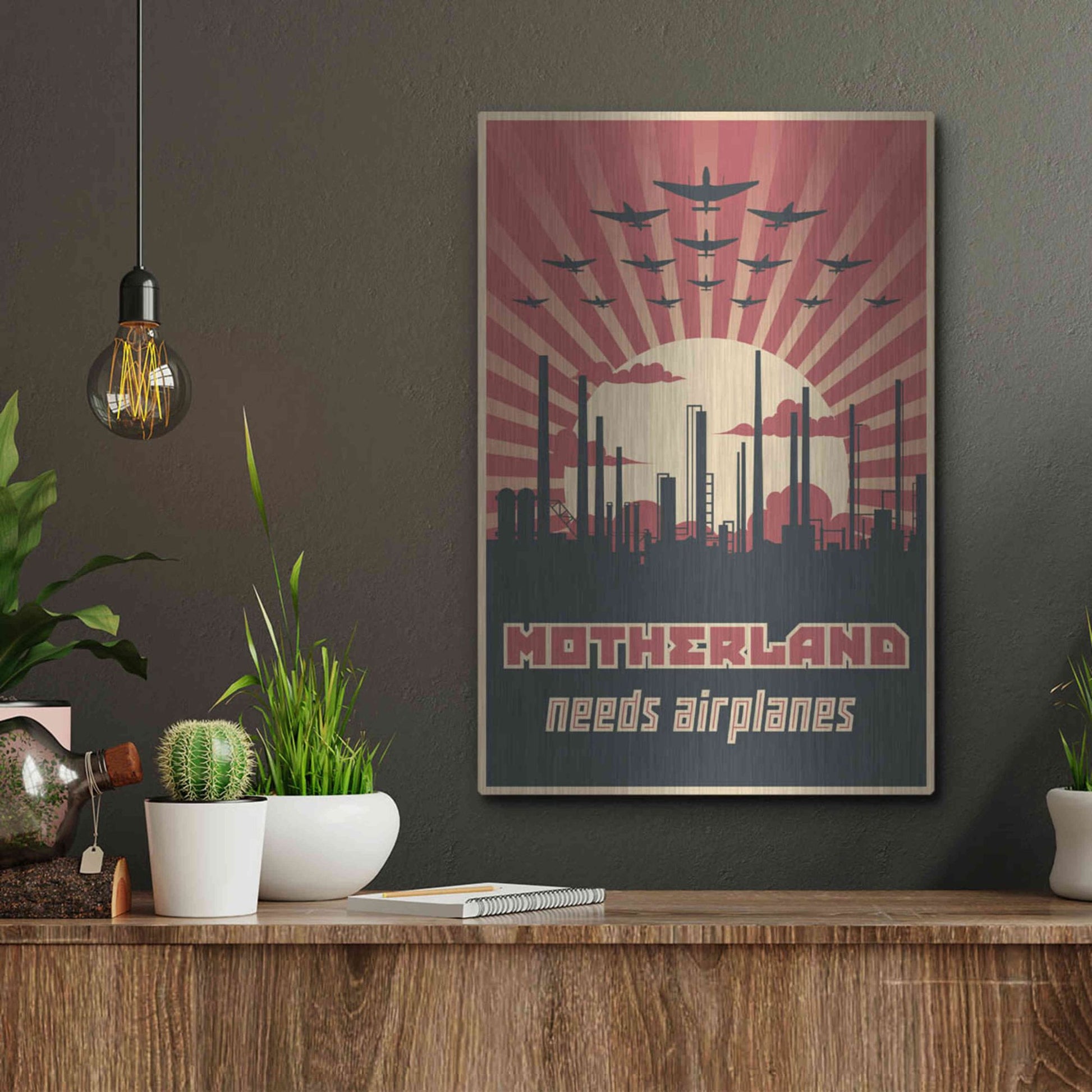 Luxe Metal Art 'Motherland Needs Airplanes' Metal Wall Art,12x16