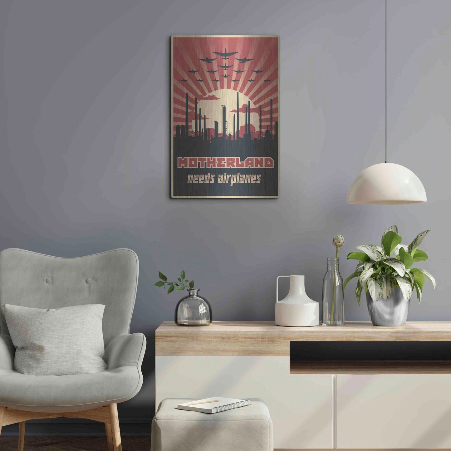 Luxe Metal Art 'Motherland Needs Airplanes' Metal Wall Art,16x24