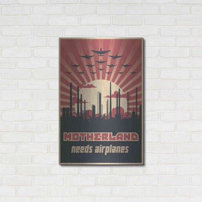 Luxe Metal Art 'Motherland Needs Airplanes' Metal Wall Art,24x36