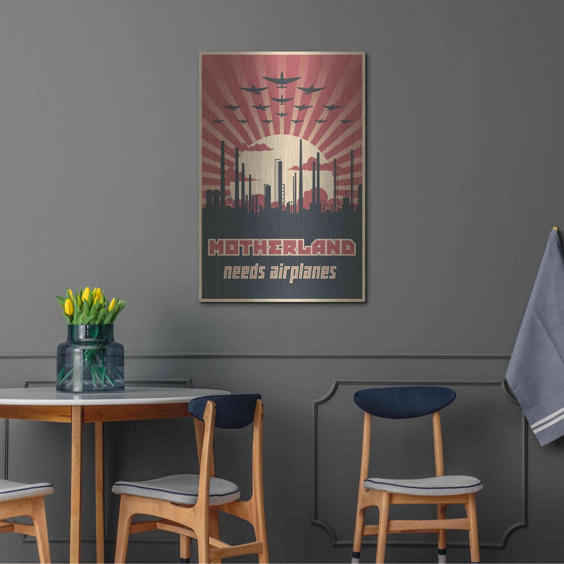 Luxe Metal Art 'Motherland Needs Airplanes' Metal Wall Art,24x36