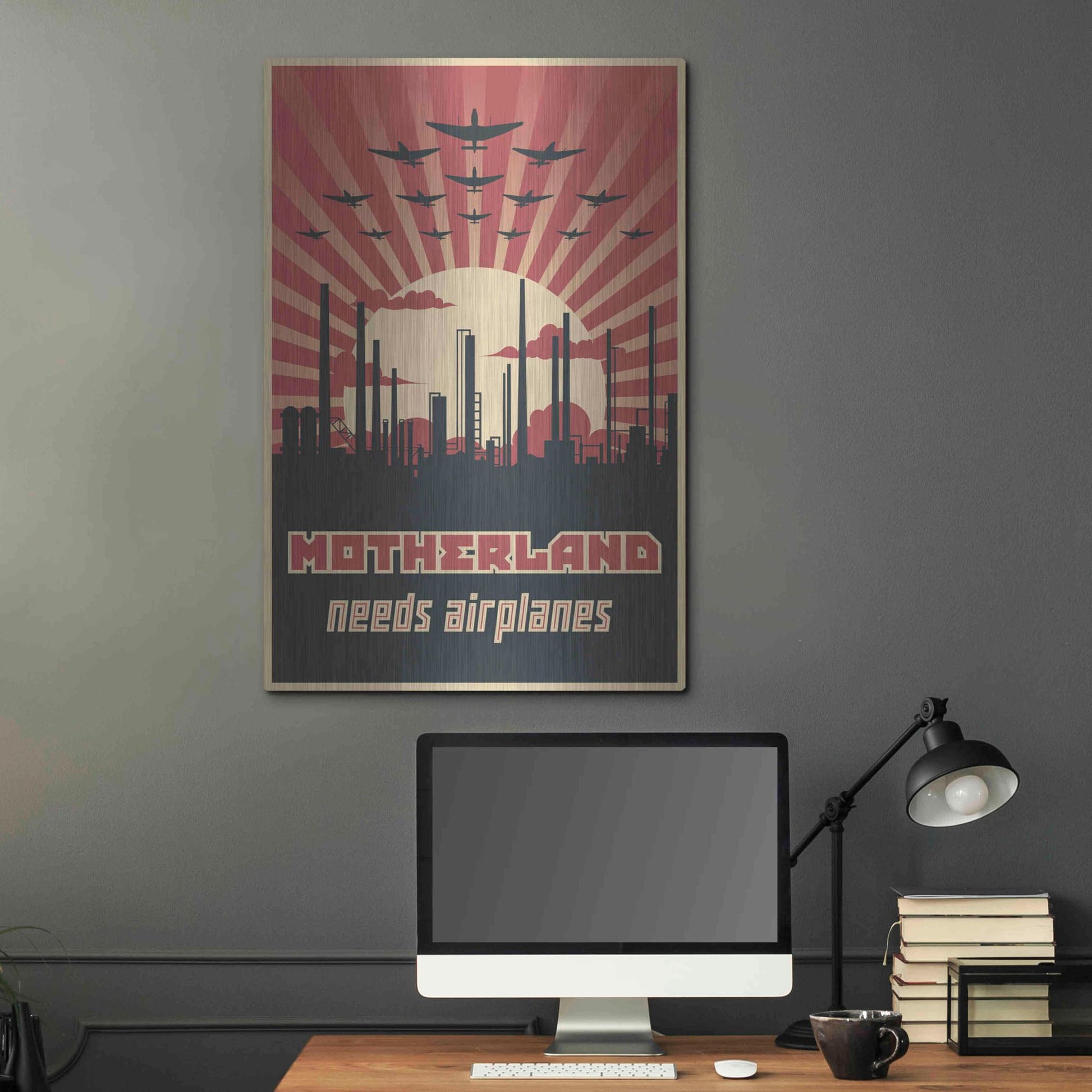 Luxe Metal Art 'Motherland Needs Airplanes' Metal Wall Art,24x36