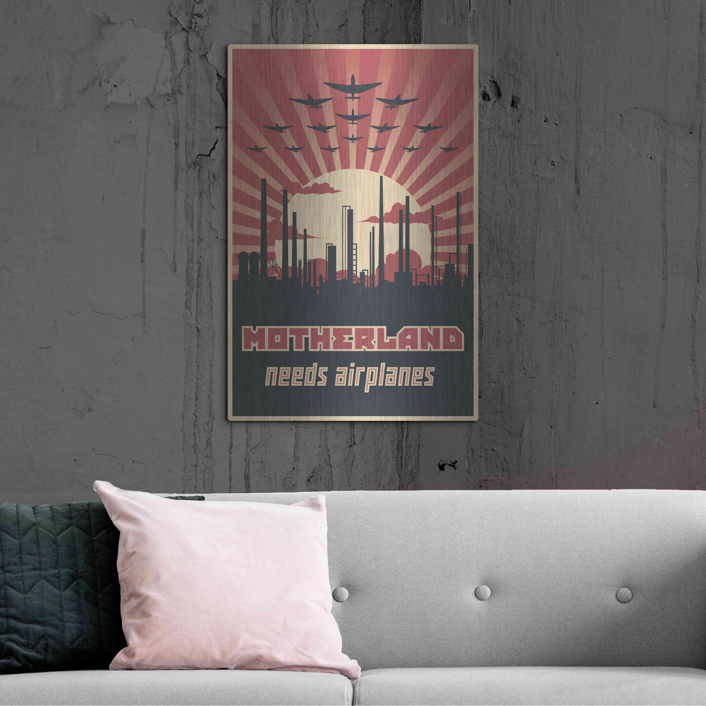 Luxe Metal Art 'Motherland Needs Airplanes' Metal Wall Art,24x36