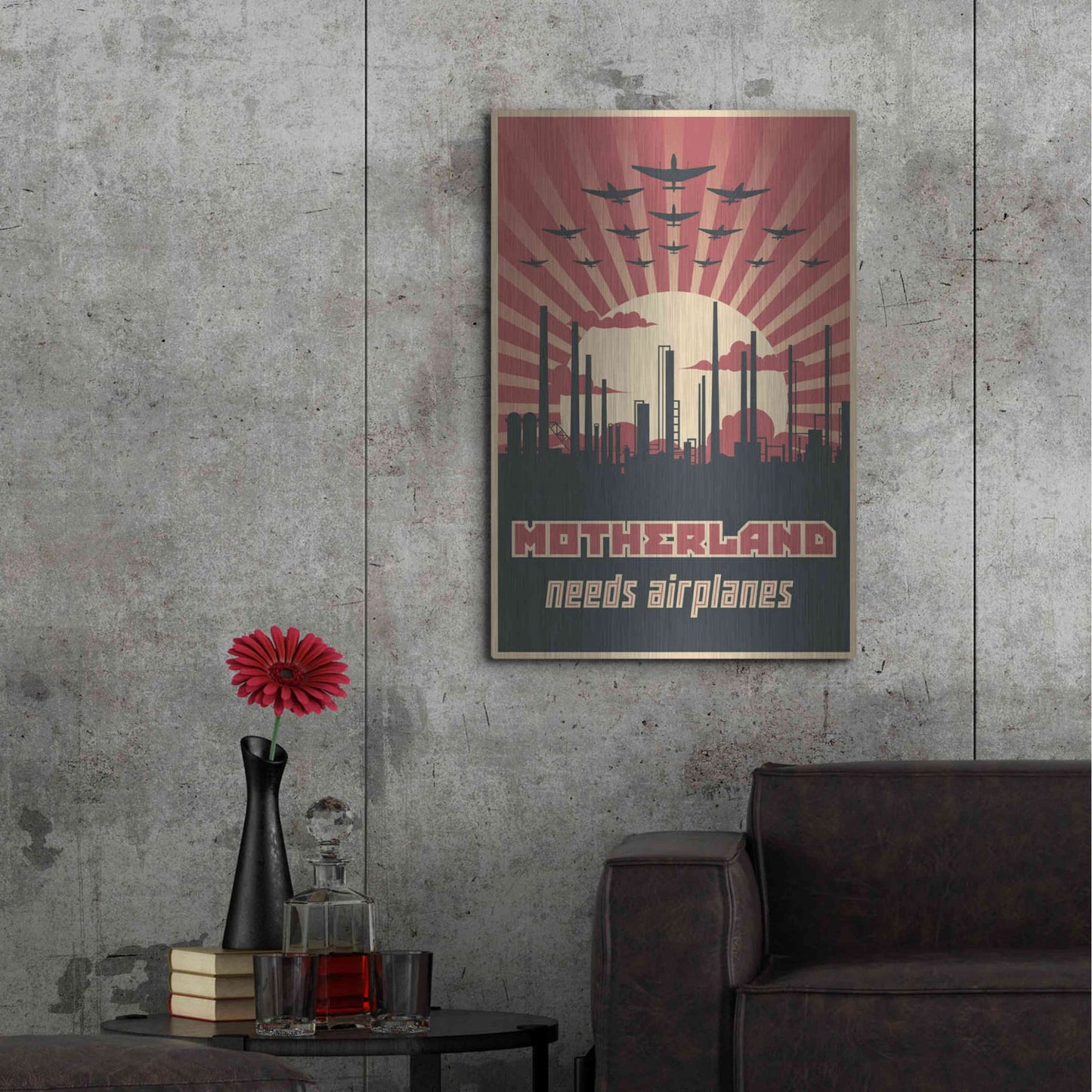 Luxe Metal Art 'Motherland Needs Airplanes' Metal Wall Art,24x36