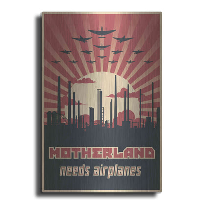 Luxe Metal Art 'Motherland Needs Airplanes' Metal Wall Art