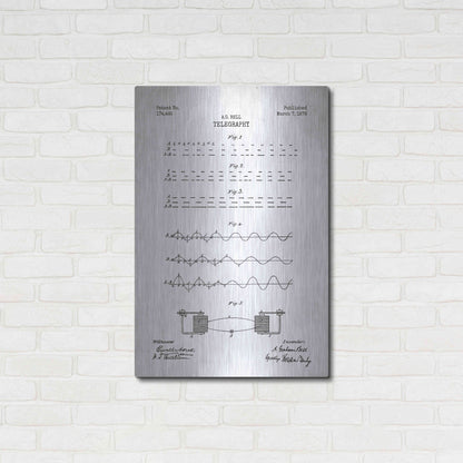 Luxe Metal Art 'Telegraphy Blueprint Patent White' Metal Wall Art,24x36