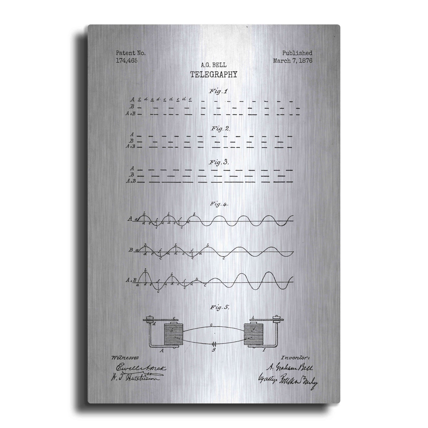 Luxe Metal Art 'Telegraphy Blueprint Patent White' Metal Wall Art