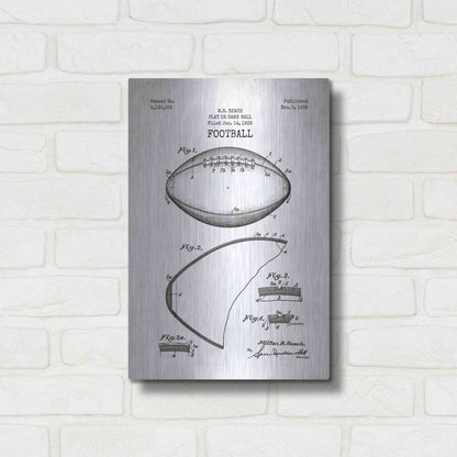 Luxe Metal Art 'Football Blueprint Patent White' Metal Wall Art,12x16