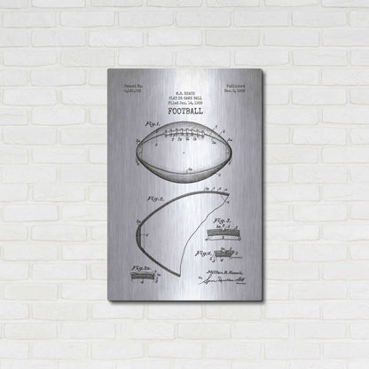 Luxe Metal Art 'Football Blueprint Patent White' Metal Wall Art,24x36