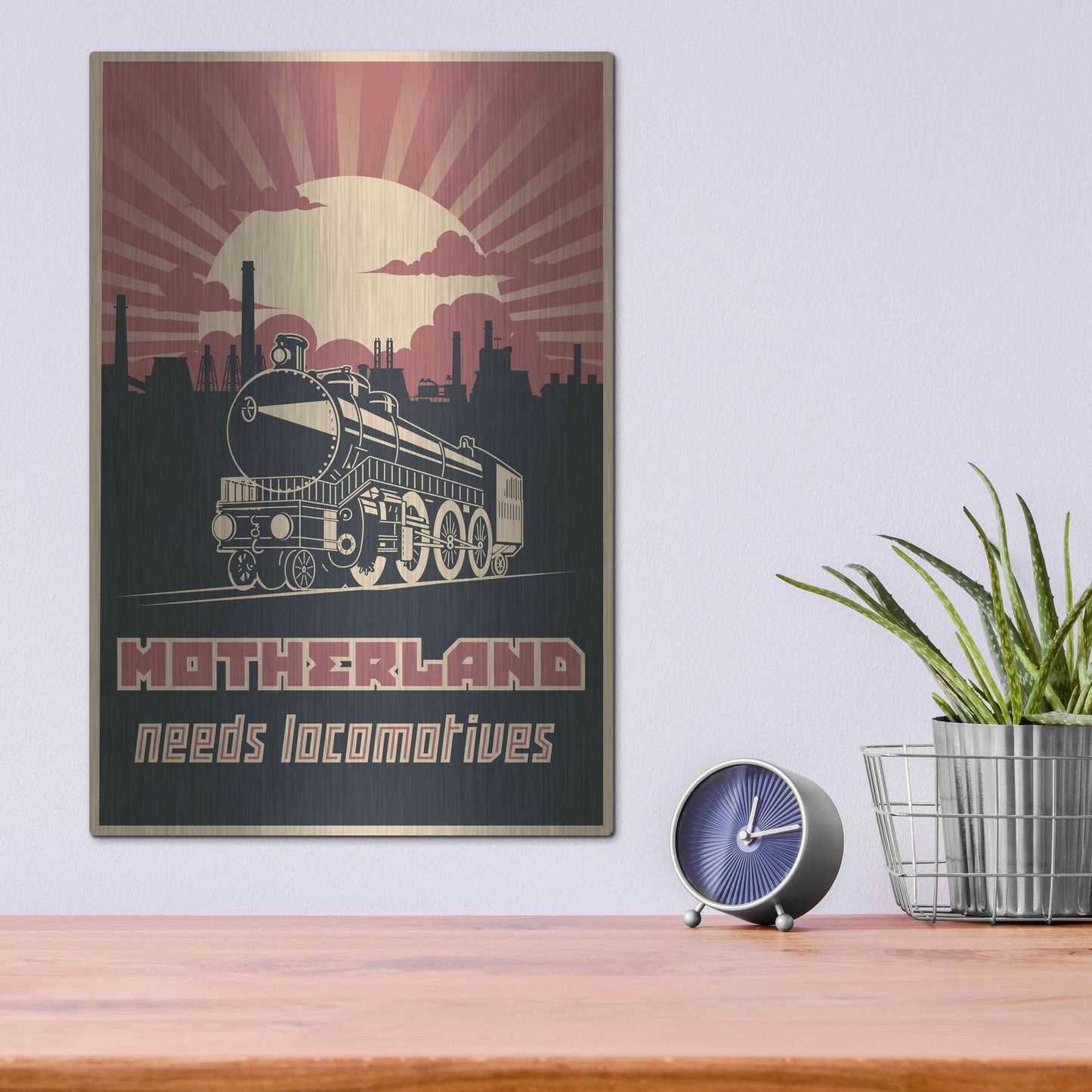 Luxe Metal Art 'Motherland Needs Locomotives' Metal Wall Art,12x16