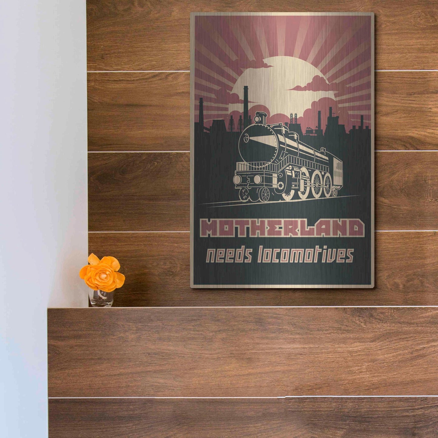 Luxe Metal Art 'Motherland Needs Locomotives' Metal Wall Art,12x16