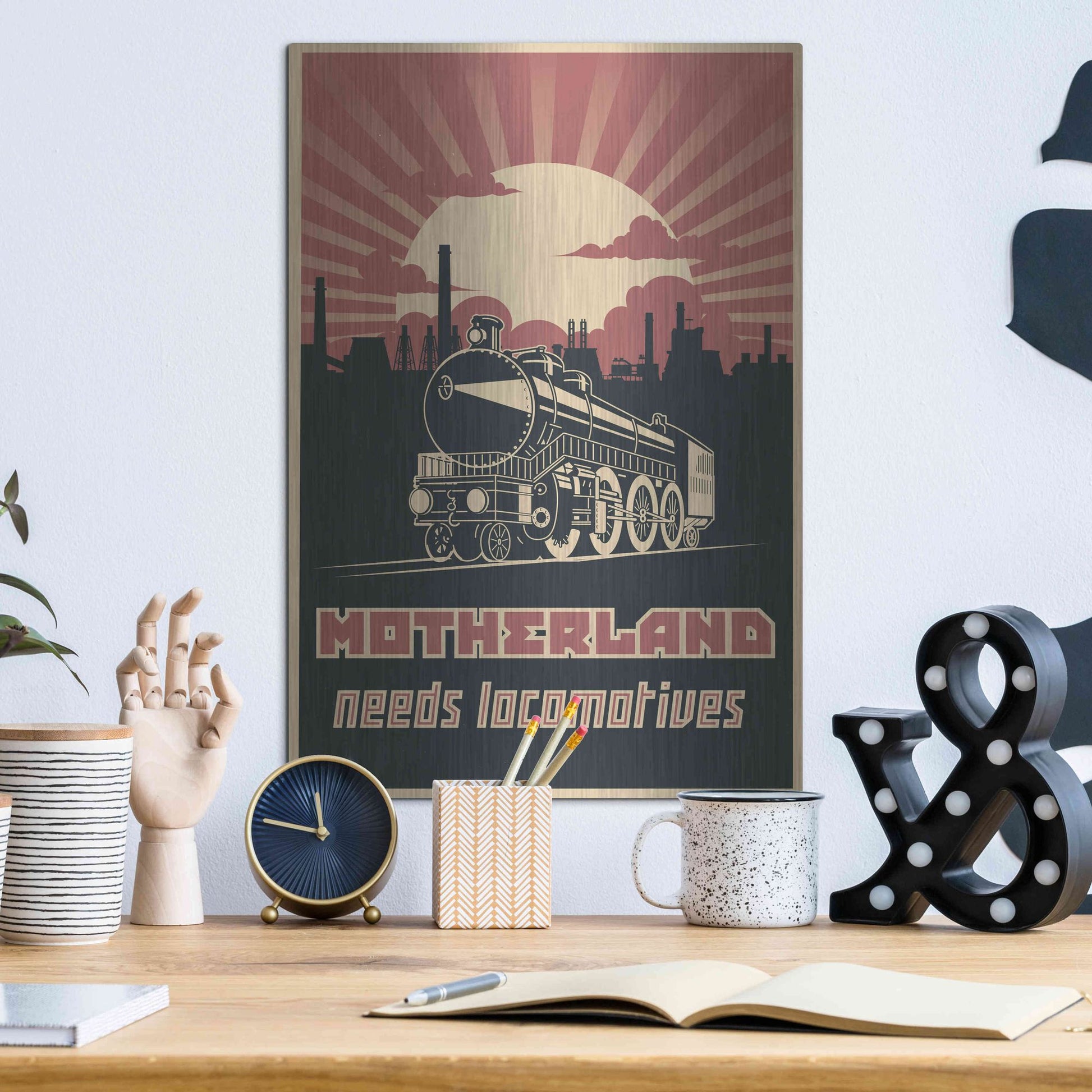 Luxe Metal Art 'Motherland Needs Locomotives' Metal Wall Art,12x16