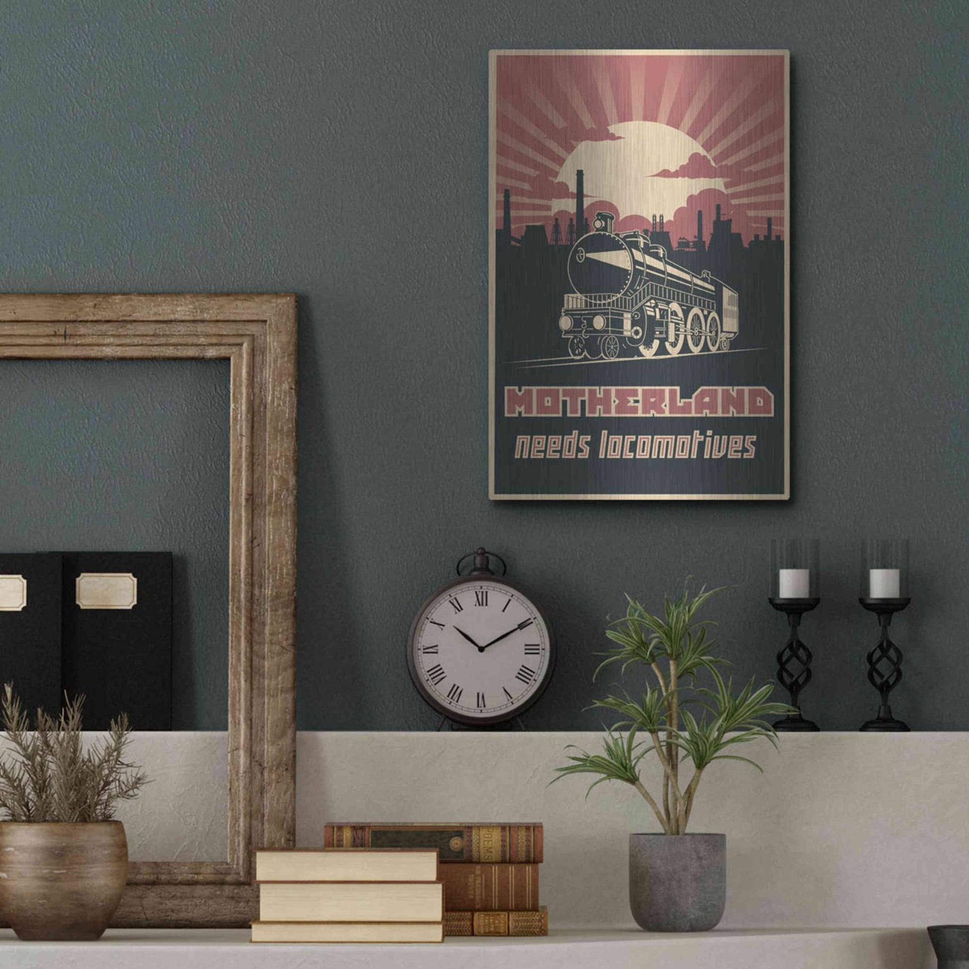 Luxe Metal Art 'Motherland Needs Locomotives' Metal Wall Art,12x16