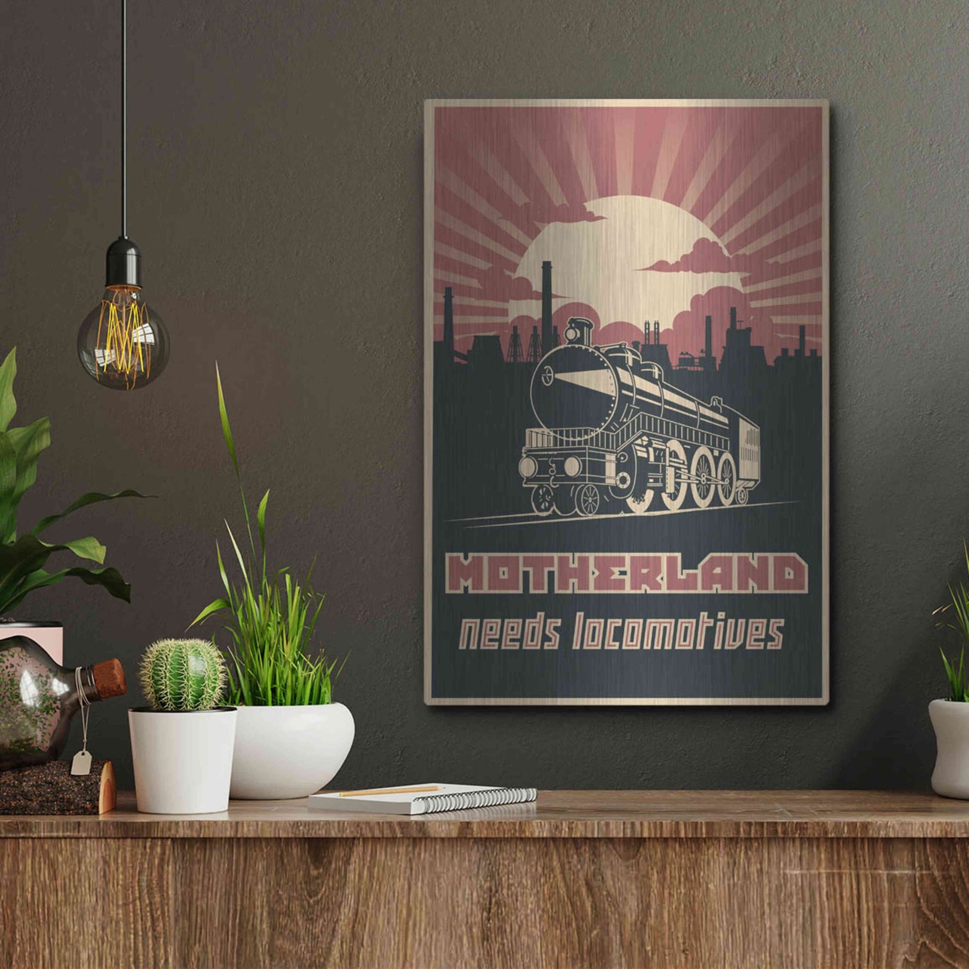 Luxe Metal Art 'Motherland Needs Locomotives' Metal Wall Art,12x16