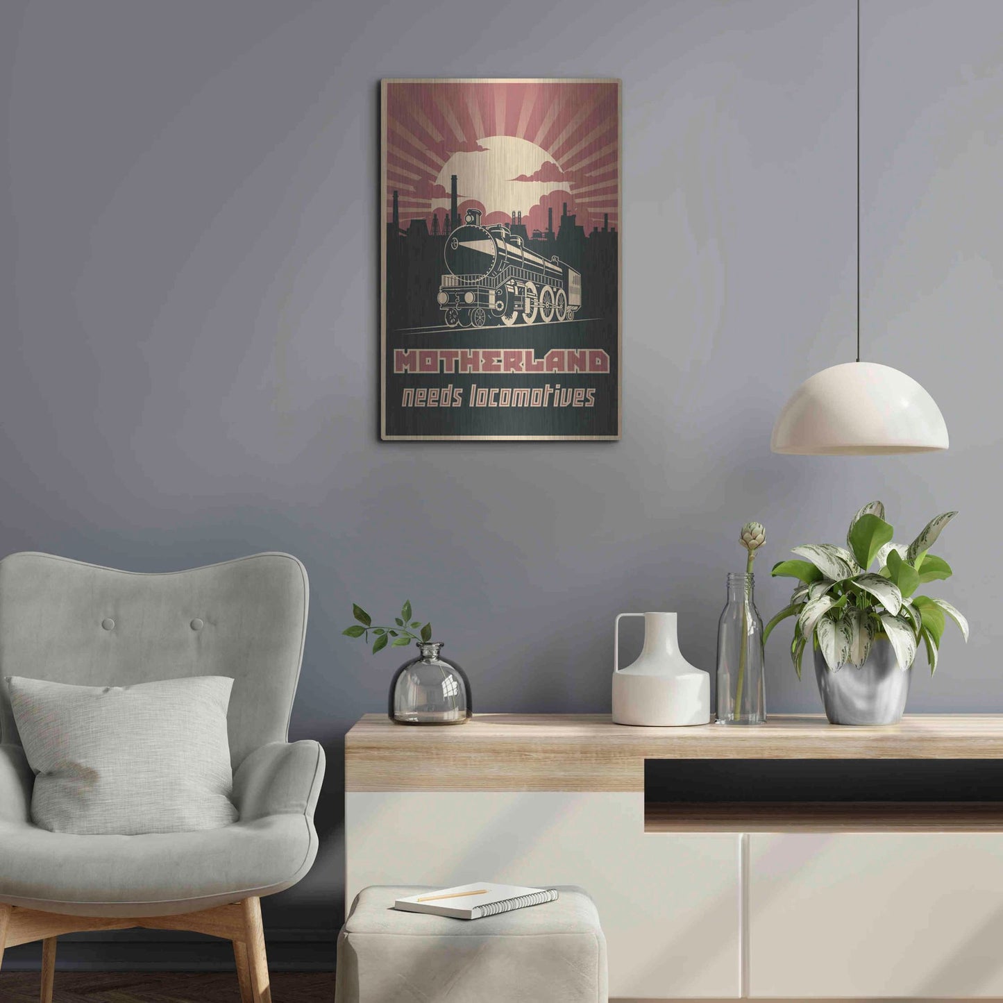 Luxe Metal Art 'Motherland Needs Locomotives' Metal Wall Art,16x24