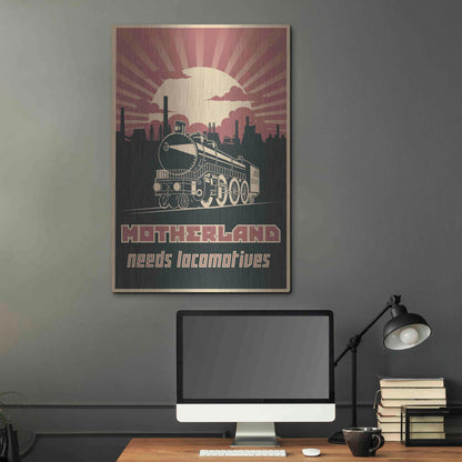 Luxe Metal Art 'Motherland Needs Locomotives' Metal Wall Art,24x36