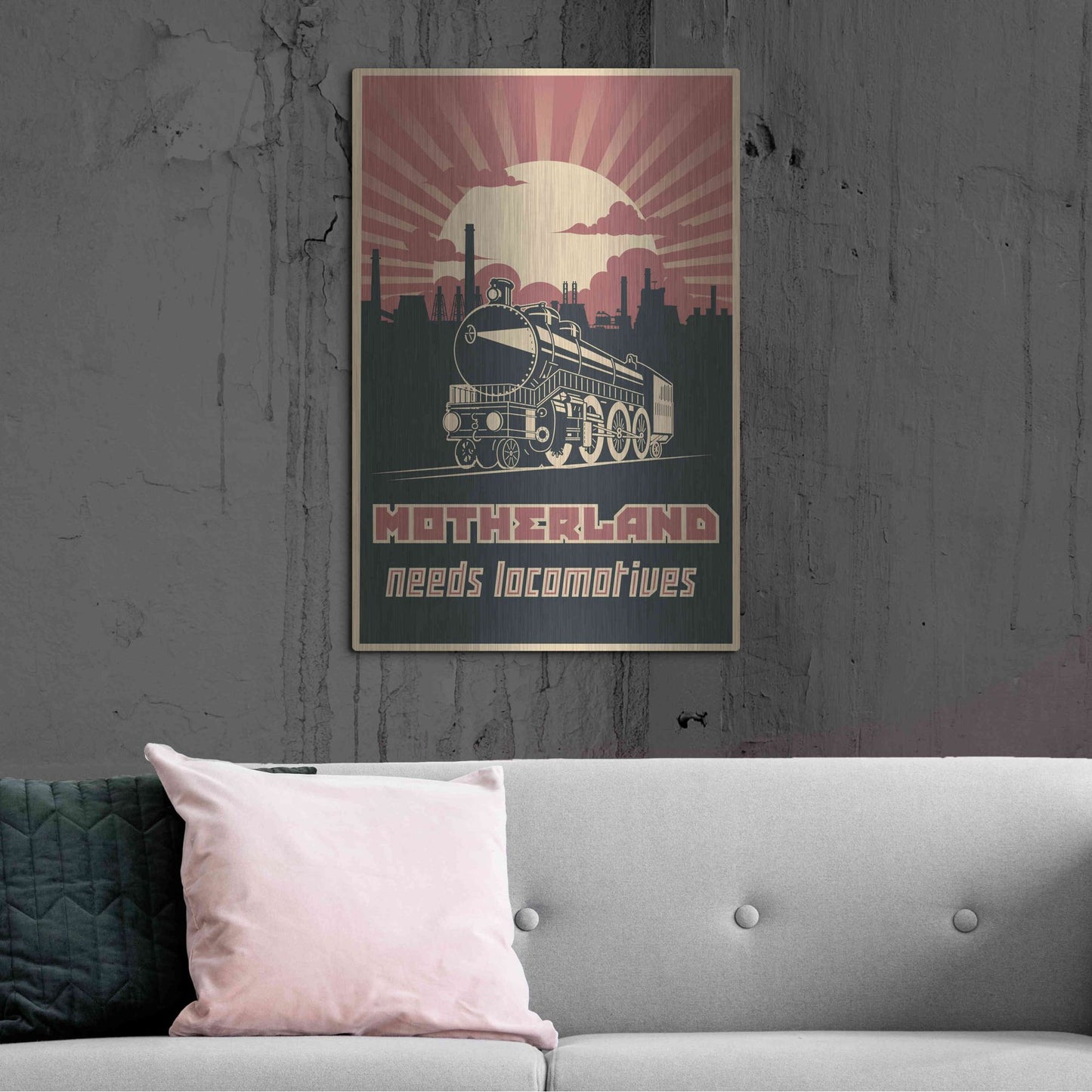 Luxe Metal Art 'Motherland Needs Locomotives' Metal Wall Art,24x36