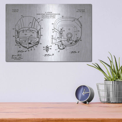 Luxe Metal Art 'Modern Football Helmet Blueprint Patent White' Metal Wall Art,16x12