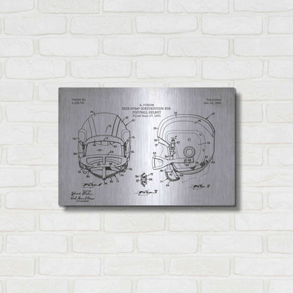 Luxe Metal Art 'Modern Football Helmet Blueprint Patent White' Metal Wall Art,24x16