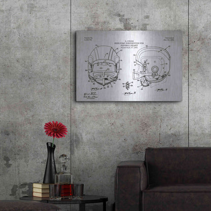 Luxe Metal Art 'Modern Football Helmet Blueprint Patent White' Metal Wall Art,36x24