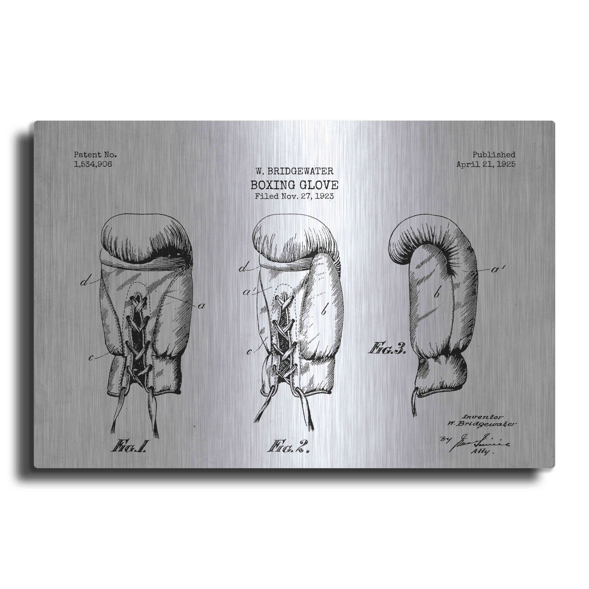 Luxe Metal Art 'Boxing Glove, 1925 Blueprint Patent White' Metal Wall Art