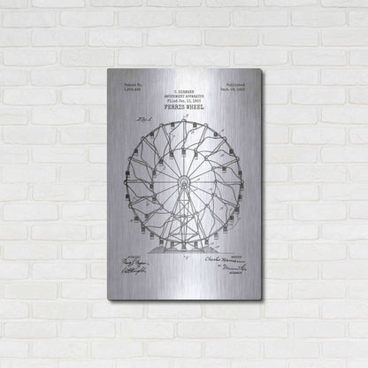 Luxe Metal Art 'Ferris Wheel, 1920 Blueprint Patent White' Metal Wall Art,24x36