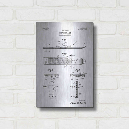 Luxe Metal Art 'Snowboard, 1969 Blueprint Patent White' Metal Wall Art,12x16