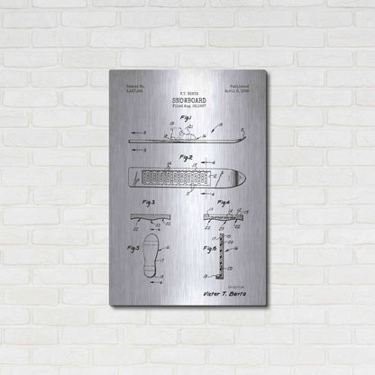 Luxe Metal Art 'Snowboard, 1969 Blueprint Patent White' Metal Wall Art,24x36