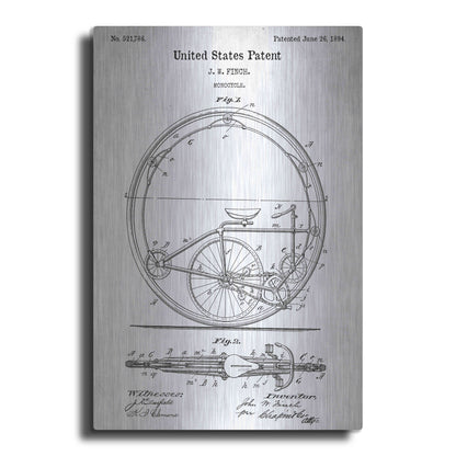 Luxe Metal Art 'Monocycle Vintage Patent White' Metal Wall Art