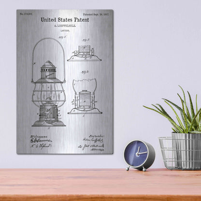 Luxe Metal Art 'Lantern Vintage Patent White' Metal Wall Art,12x16