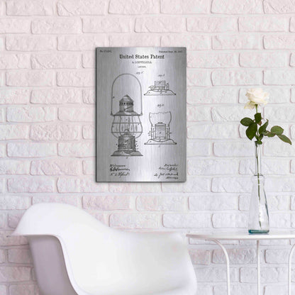 Luxe Metal Art 'Lantern Vintage Patent White' Metal Wall Art,16x24