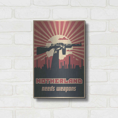 Luxe Metal Art 'Motherland Needs Weapons' Metal Wall Art,12x16