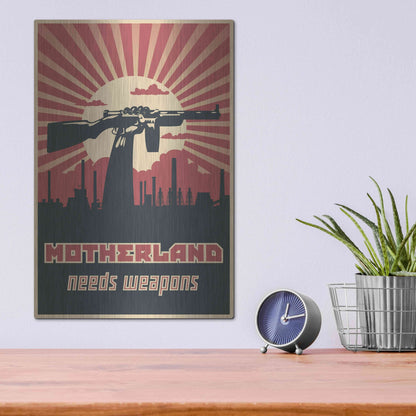 Luxe Metal Art 'Motherland Needs Weapons' Metal Wall Art,12x16