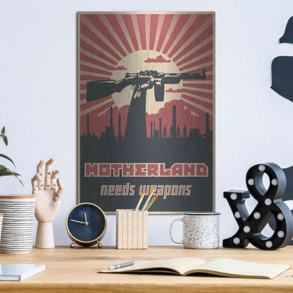 Luxe Metal Art 'Motherland Needs Weapons' Metal Wall Art,12x16