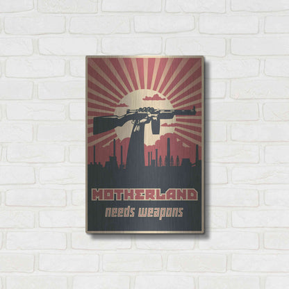 Luxe Metal Art 'Motherland Needs Weapons' Metal Wall Art,16x24