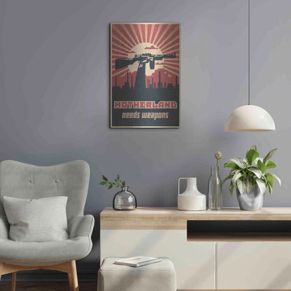 Luxe Metal Art 'Motherland Needs Weapons' Metal Wall Art,16x24