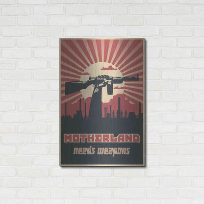 Luxe Metal Art 'Motherland Needs Weapons' Metal Wall Art,24x36