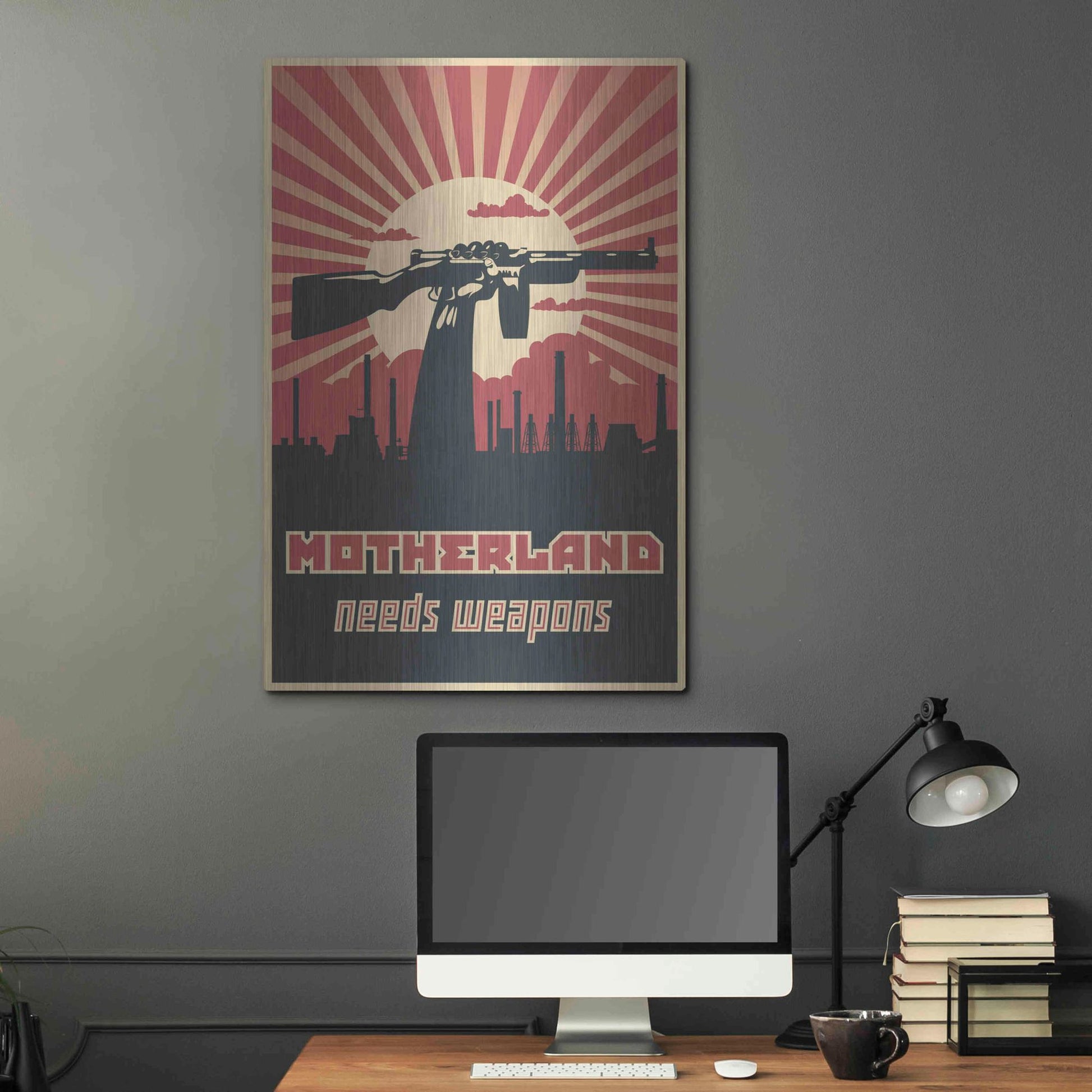 Luxe Metal Art 'Motherland Needs Weapons' Metal Wall Art,24x36