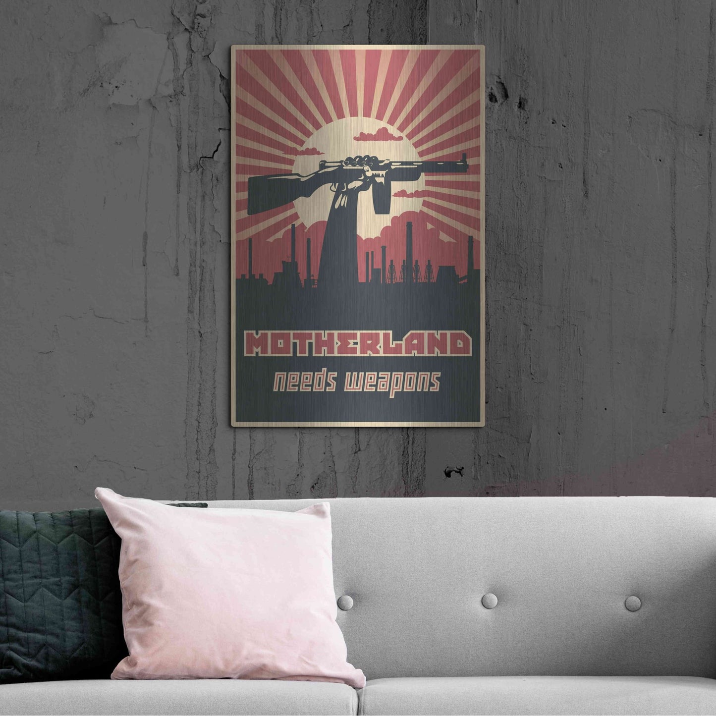 Luxe Metal Art 'Motherland Needs Weapons' Metal Wall Art,24x36