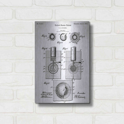 Luxe Metal Art 'Golf Ball Vintage Blueprint Patent White' Metal Wall Art,12x16