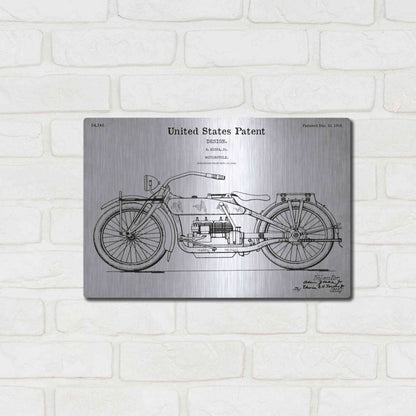 Luxe Metal Art 'Vintage Motorcycle Blueprint Patent White' Acrylic Glass Wall Art,16x12