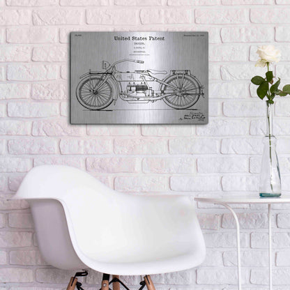 Luxe Metal Art 'Vintage Motorcycle Blueprint Patent White' Acrylic Glass Wall Art,24x16